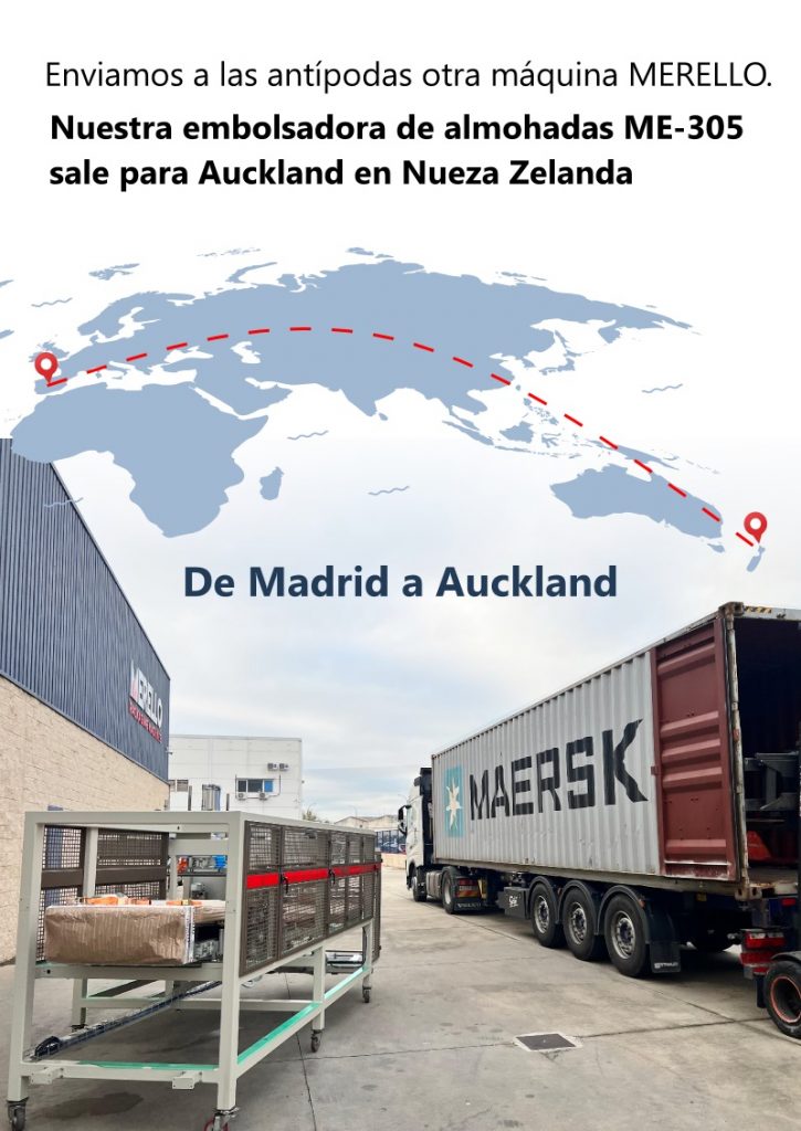exportando maquinaria embolsadora de almohadas a Nueva Zelanda